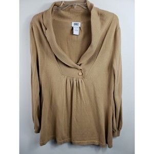 MONROE & MAIN WOMENS  LONG SLEEVE sweater beige V-NECK Sz med Cashmere blend